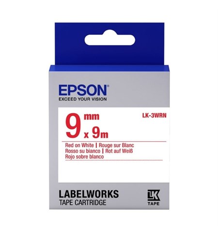 Epson LK-3WRN Ribbon Red on White 9mm x 9m